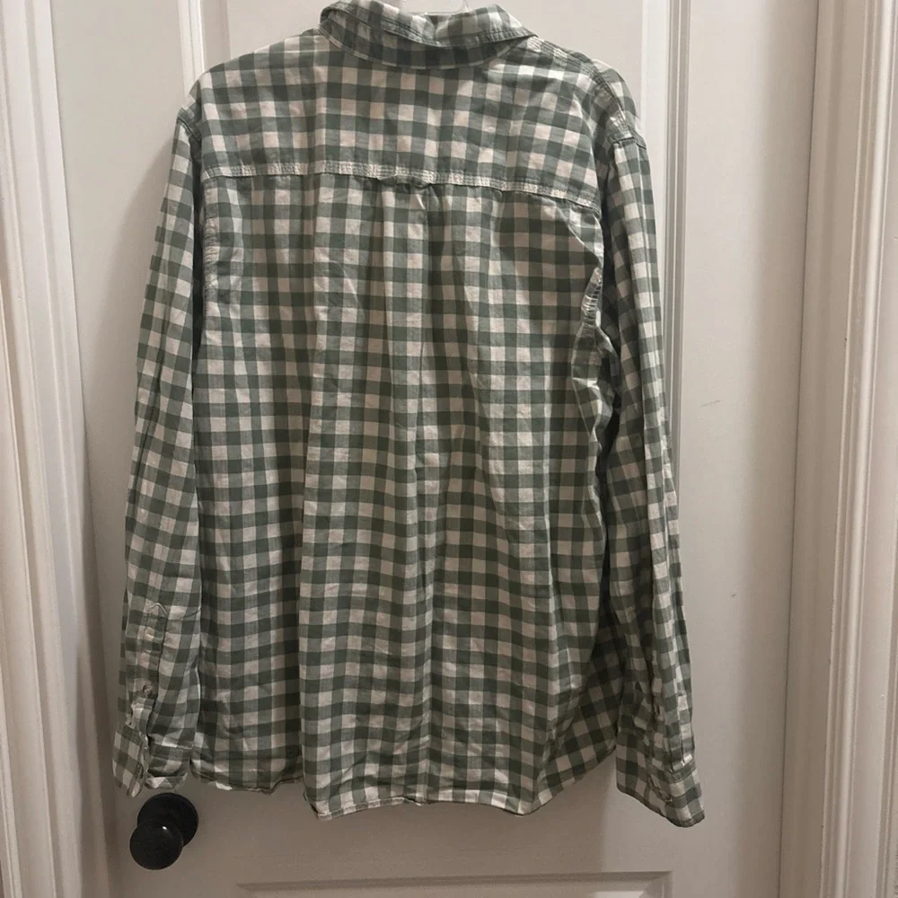 The North Face Men's Long Sleeve Button Down  Plaid Green & Cream Size XL